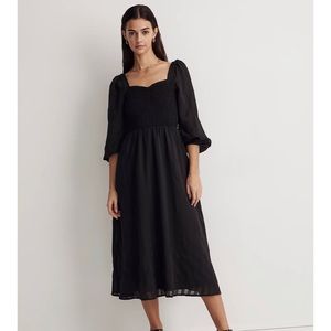 NWT Madewell Lucie Sweetheart MIDI Dress in black, size S small